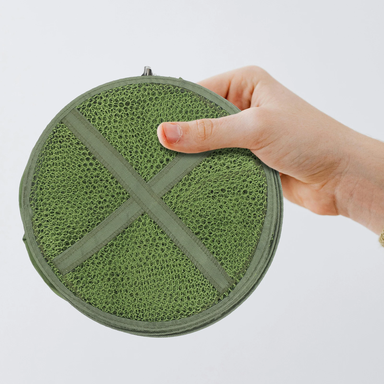 

2pcs Fish Cage Green 30X150CM Foldable Fishing Trap Nylon Mesh Portable Crayfish Lobster Shrimp Net Lightweight Durable Easy