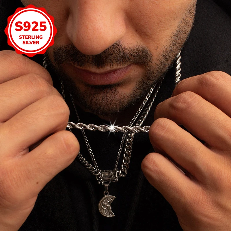 

Мужское ожерелье из стерлингового серебра 925 пробы в стиле хип-хоп с плетеным цепочным узором подходит для повседневного ношения в качестве аксессуара.