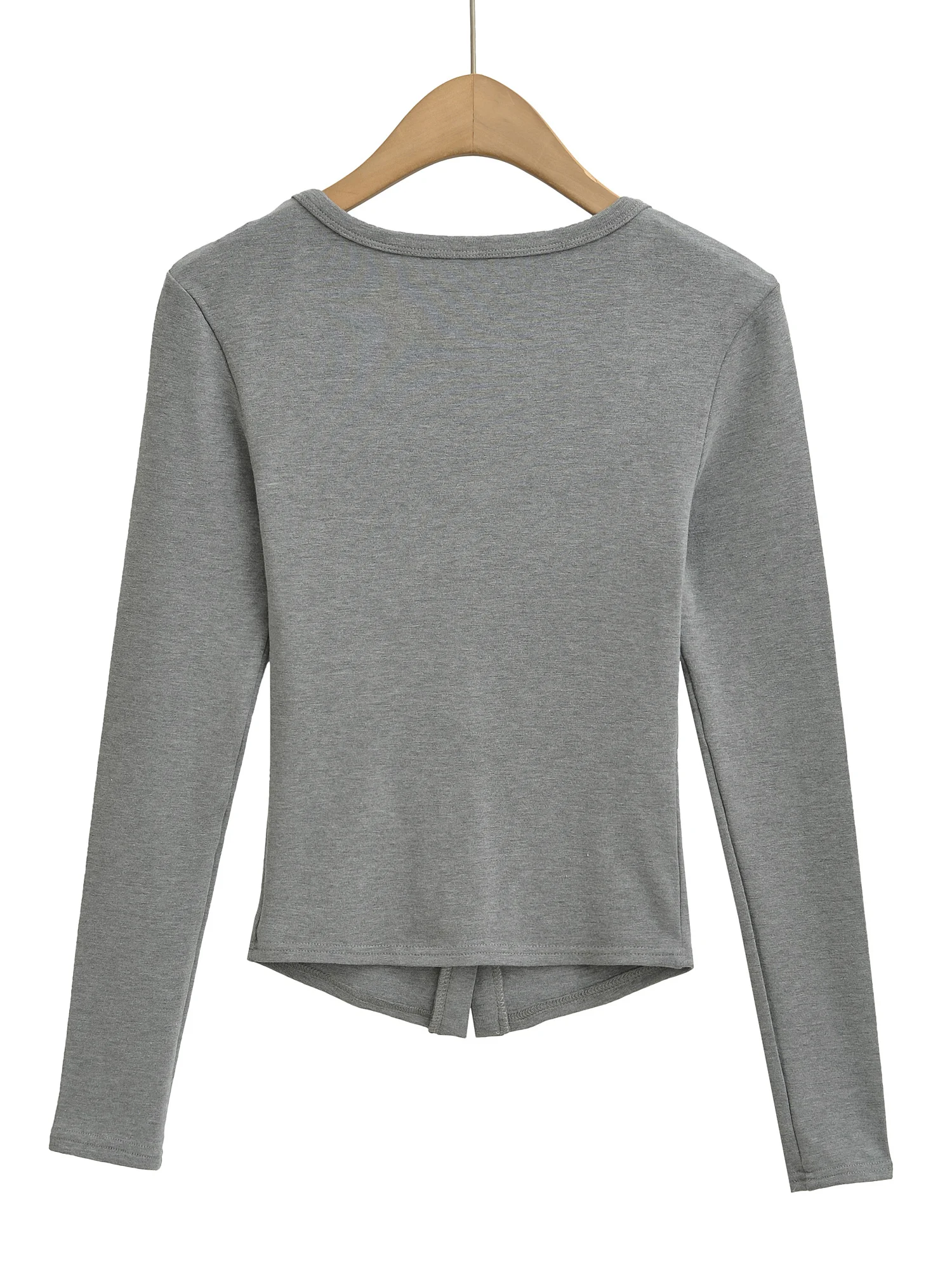 الرجعية الأمريكية سليم صالح طويل Sve تي شيرت المرأة ey U-Ne زر التخسيس الراقية قاعدة irt Faionable oulder-Length #2