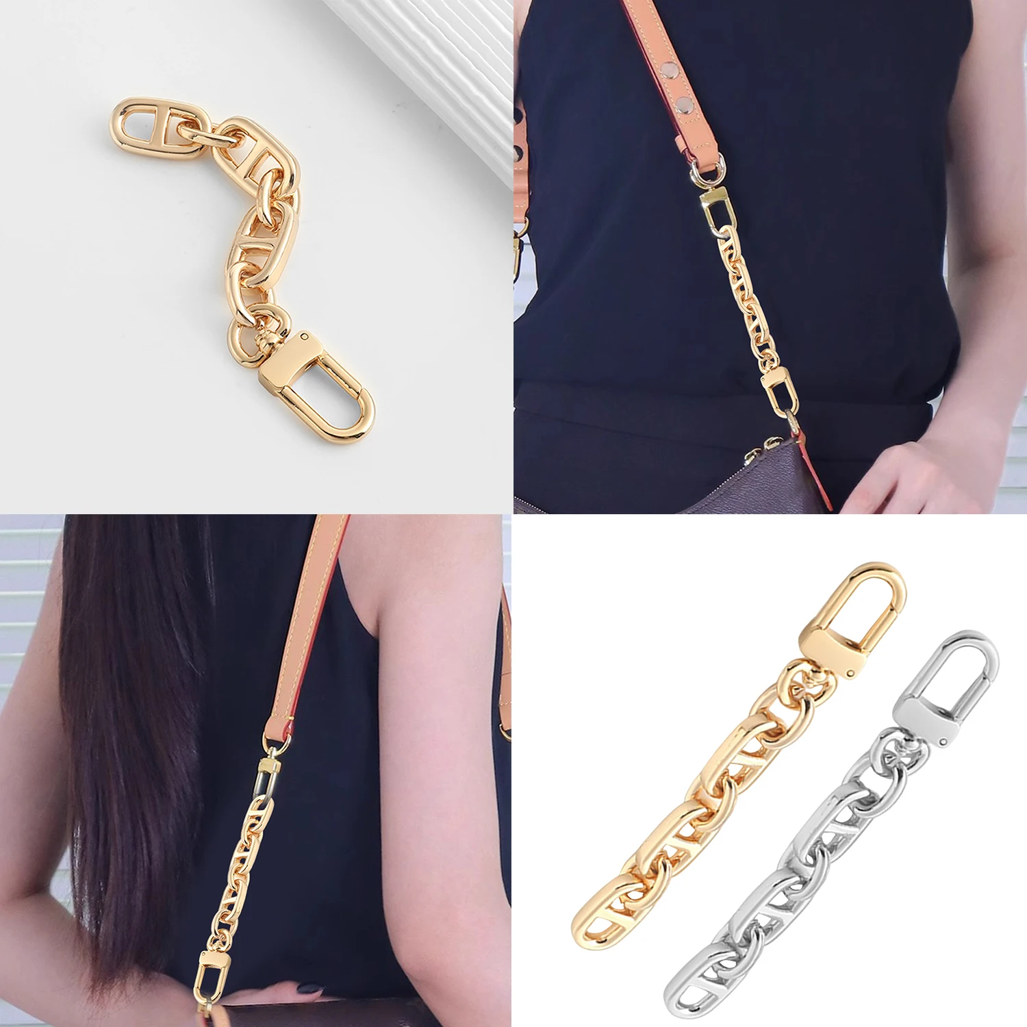 Short Metal Purse Chain Strap Handle Gold Silver Replacement Chain Handbag Shoulder Bag Chain Accessories