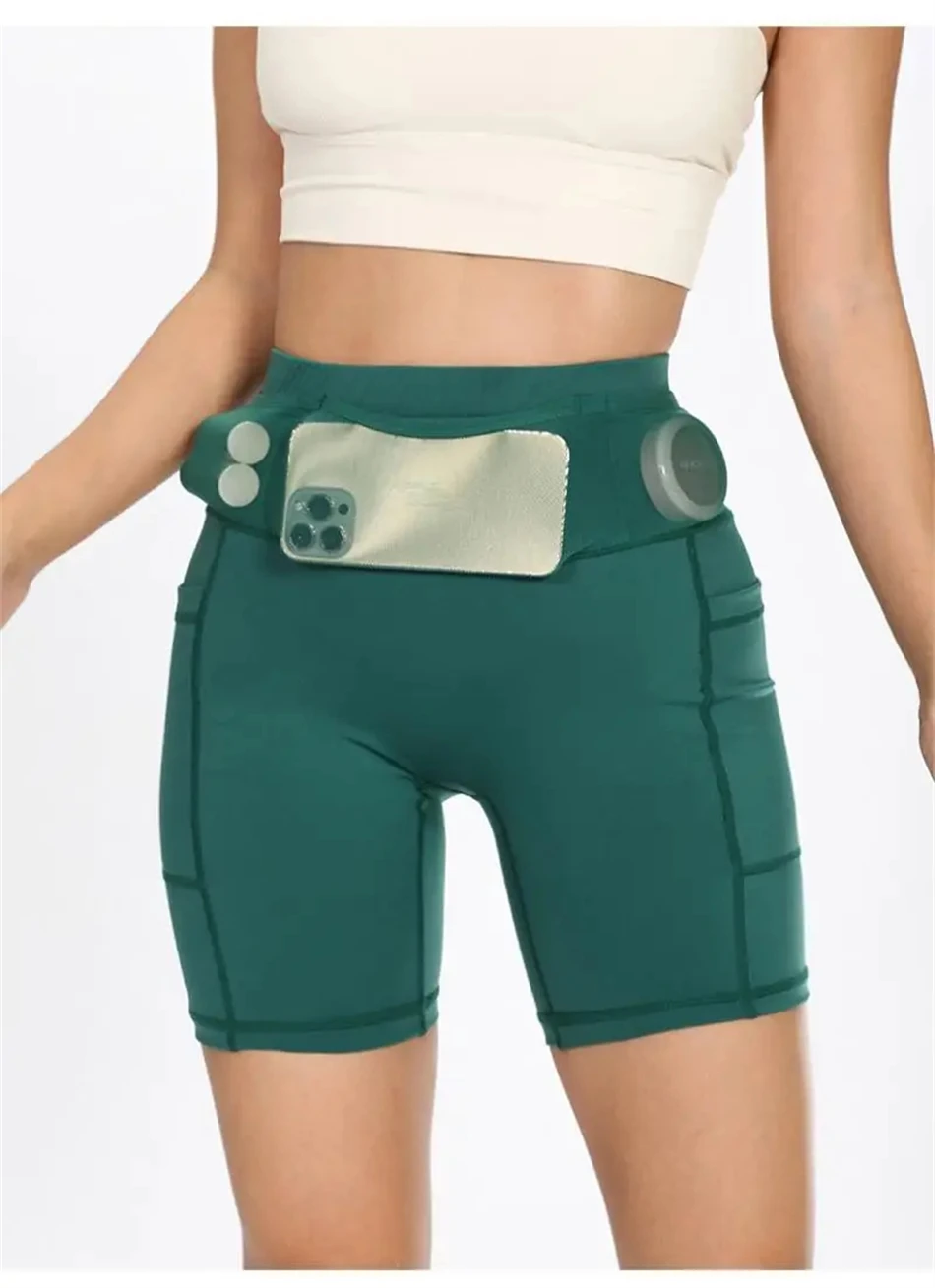 Schnell trocknende Marathon-Laufshorts für Damen mit Hüfttasche, Kompressions-Radlerhose, Jogging-, Yoga-, Fitness- und Outdoor-Sportshorts – Detail 15