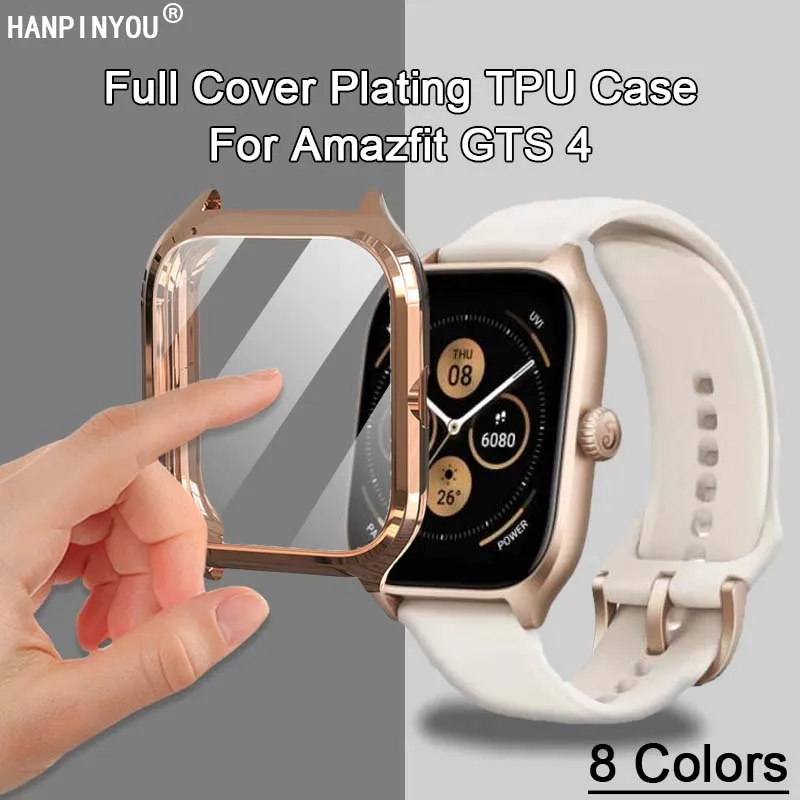 Full Cover Soft Silicone TPU Plating Watch Case For Amazfit GTS 4 GTS4 SmartWatch Protective Screen Film Protector Glossy Shell