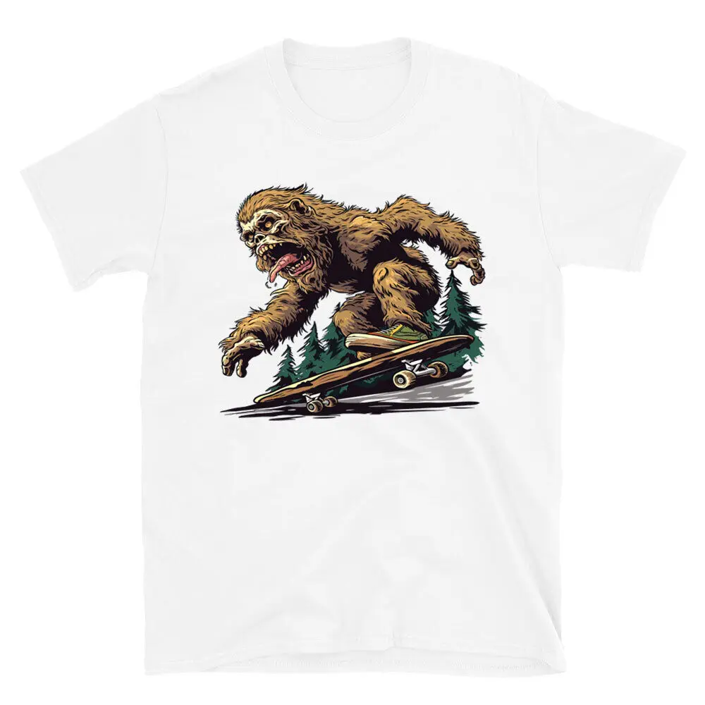 Bigfoot Skateboarding T-Shirt - Funny Sasquatch Graphic Tee, Graphic T-shirts Vintage High Quality 100%Cotton