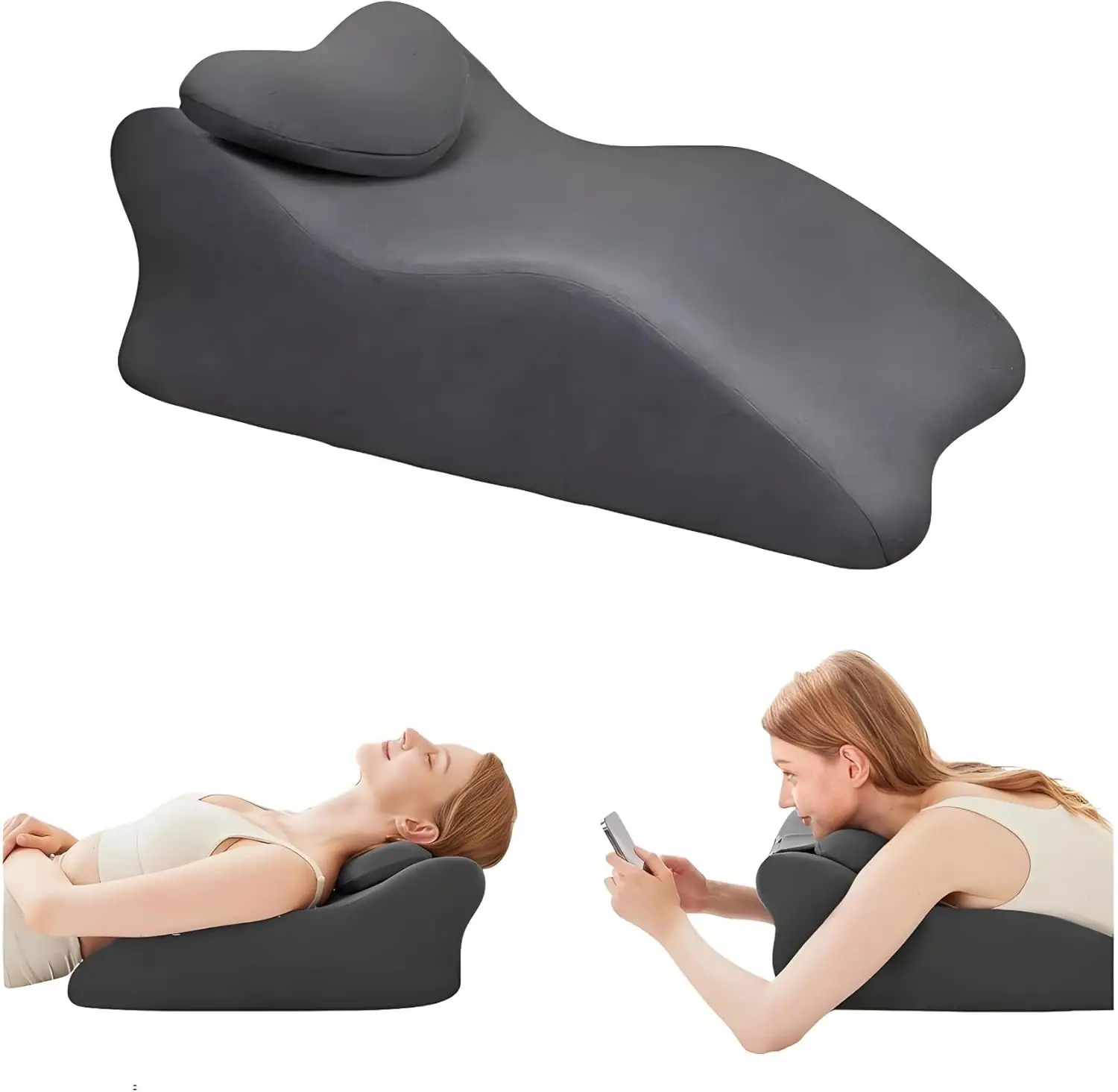 

Ergonomically Designed Memory Foam Reading Pillow for Acid Reflux for Side Back Stomach Sleepers Comfortable Polyester