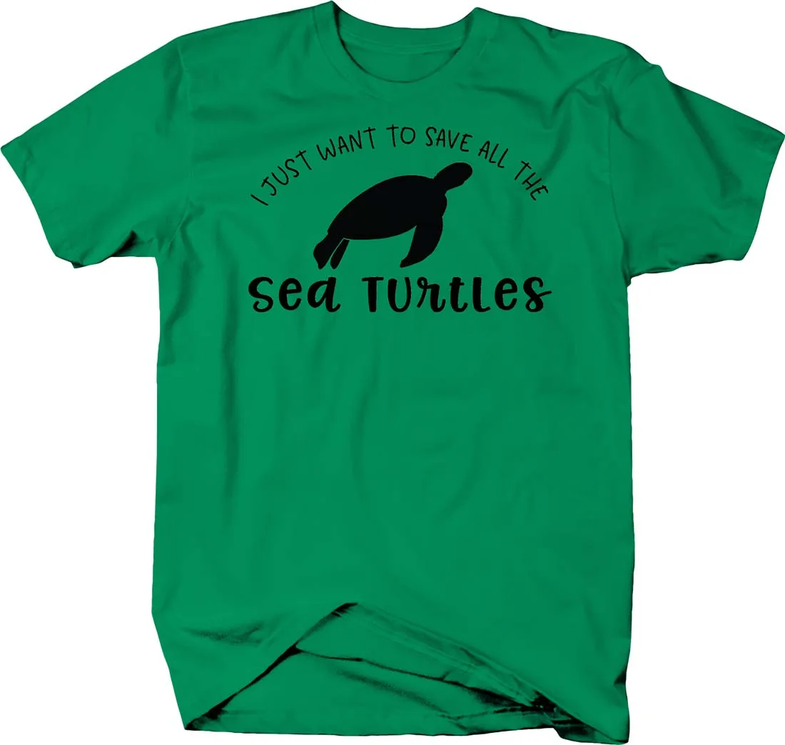 Love Ocean Save Marine Organisms Sea Turtles Silhouette T-Shirt. Summer Cotton Short Sleeve O-Neck Mens T Shirt New S-3XL