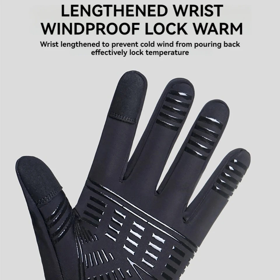 NOFOXO Full Fingers Gloves Winter Warm Touchscreen Two-finger Flip Gloves Waterproof Windproof Anti-Slip Running Cycling Skiing