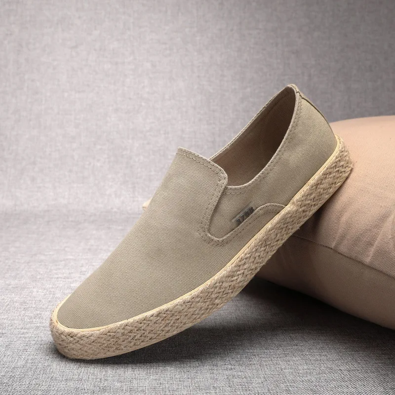 Soft Espadrilles Men Hemp Loafers Slip on Shoes Fashion Mens Shoes Casual Male Breathable Canvas Spring Rubber Sneakers Men