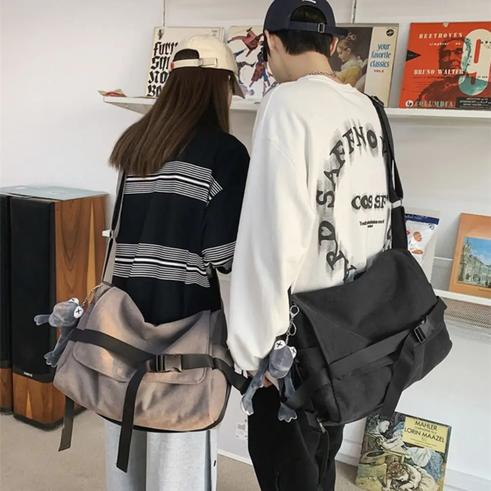 Large Capacity Nylon Crossbody Bag Casual Black Brown Nylon Canvas Canvas Backpack Messenger Bags Man Women