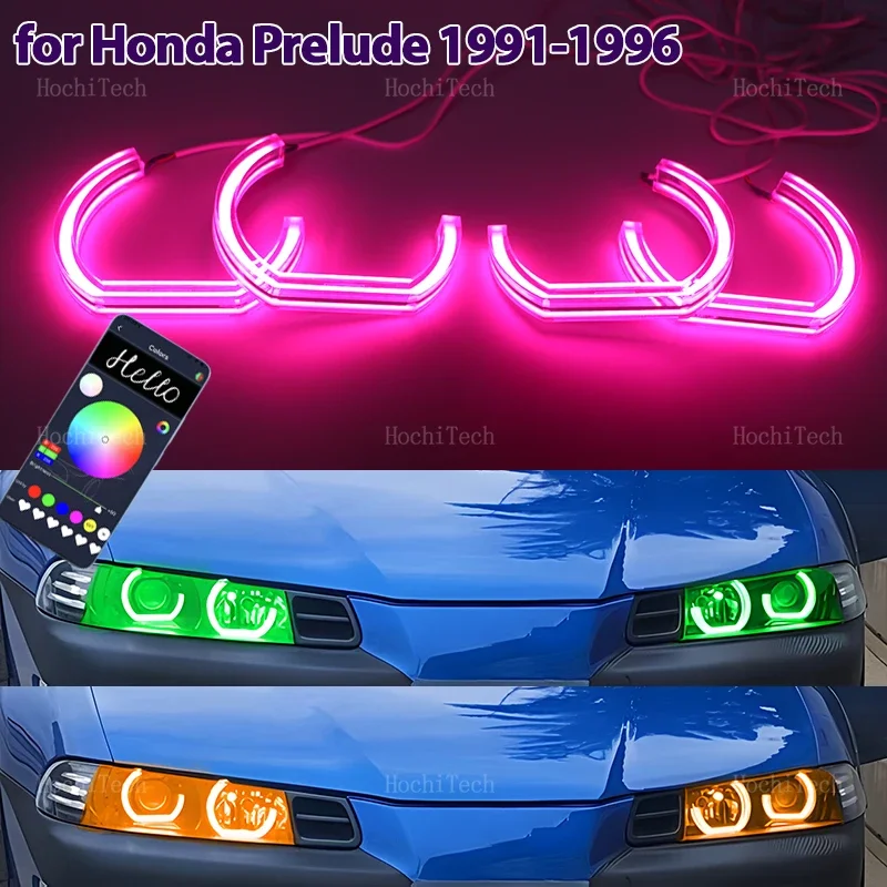 

Дистанционное приложение, разноцветный кристалл DTM M4, RGB светодиодный комплект «ангельские глазки», кольца, аксессуары для автомобильных фар для Honda Prelude 1991-1996 гг.