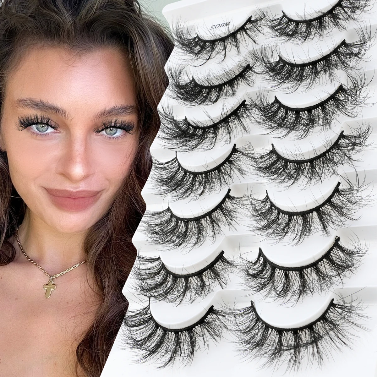 MEISHENJIE 7 Paar 3D-Nerzwimpern, dramatisch, dick, Make-up, unordentlich, weich, falsche Wimpern, flauschig, wispy, künstliche Wimpern, Maquillaje-Schönheitswerkzeug