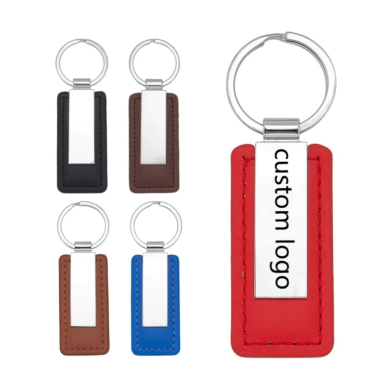 10 Stück Glänzende PU-Leder Schlüsselanhänger für Männer und Frauen Auto-Schlüsselanhänger Metall Edelstahl Schlüsselring Geschenk Schlüsselhalter Zubehör mit Individuellem Logo