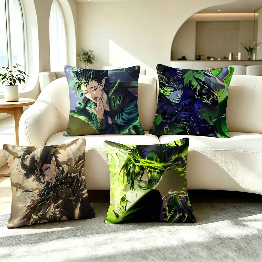 T-Twisted-Wonderland Malleus Draconia  Square Double-Sided printed Pillow Case Bedroom Bedside Pillow Sofa Cushion Cover