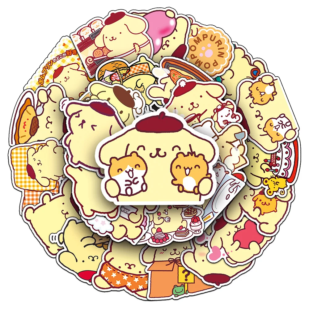 

10/30/50pcs Kawaii Pompom Purin Anime Stickers Cute Cartoon Sanrio Decal Stationery Laptop Phone Case Waterproof Sticker Kid Toy