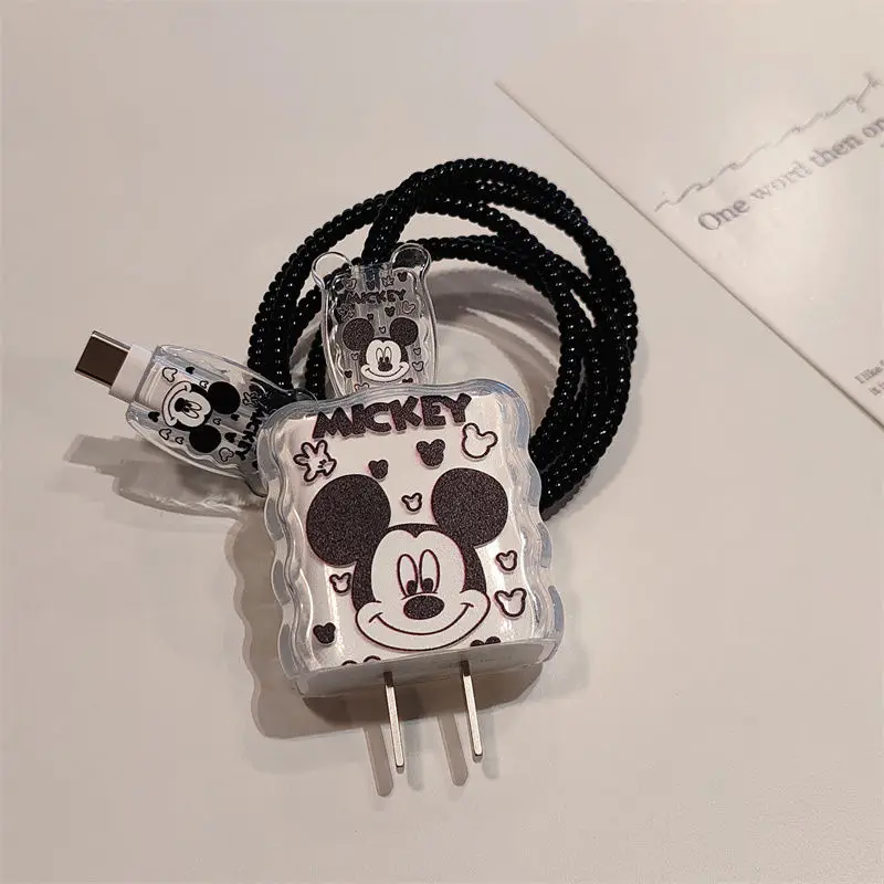 Disney Mickey USB Cable Charger Case Protector,18/20W USB Cable Charging Head Winder Case Protector for iPhone 15 14 13 12