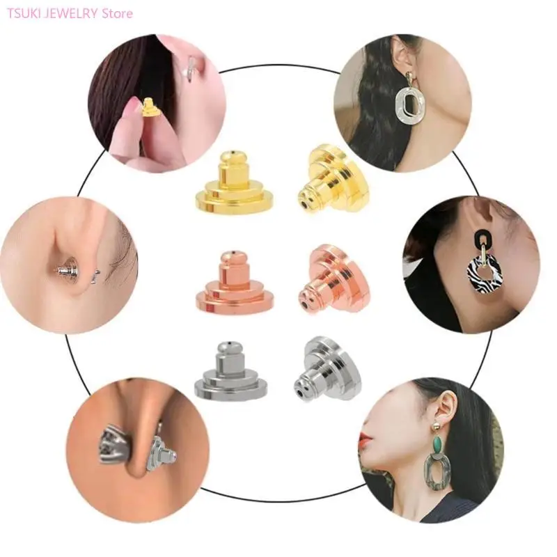 

62KE 4Pcs Large Locking Earring Backings for Droopy Ears Earrings Stopper Aid Jewelry