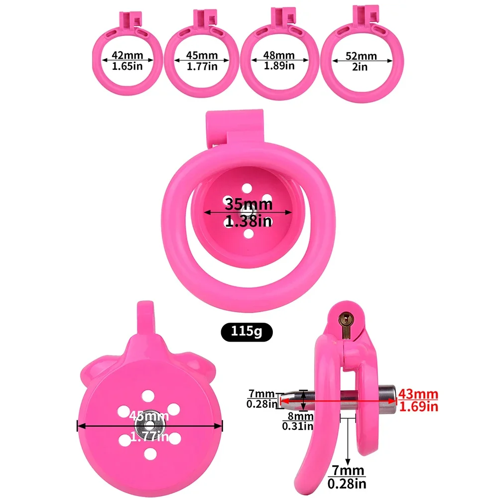 Flat Inverted ABS Sissy Male Chastity Cage Set 4 Size Arc Penis Ring Cock Lock CBT Cage Sex Toys Men 3216 B C - view 4