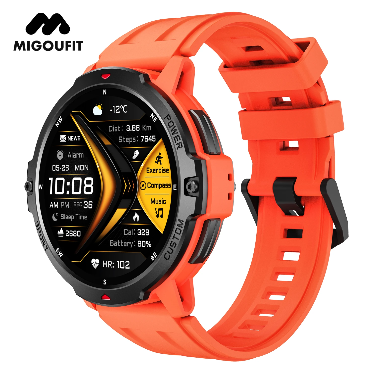 

GPS Smart Watch Compass Barometric Bluetooth Call 3ATM Waterproof Health Monitor 500mAh Multi Sport Modes Outdoor Smartwatch
