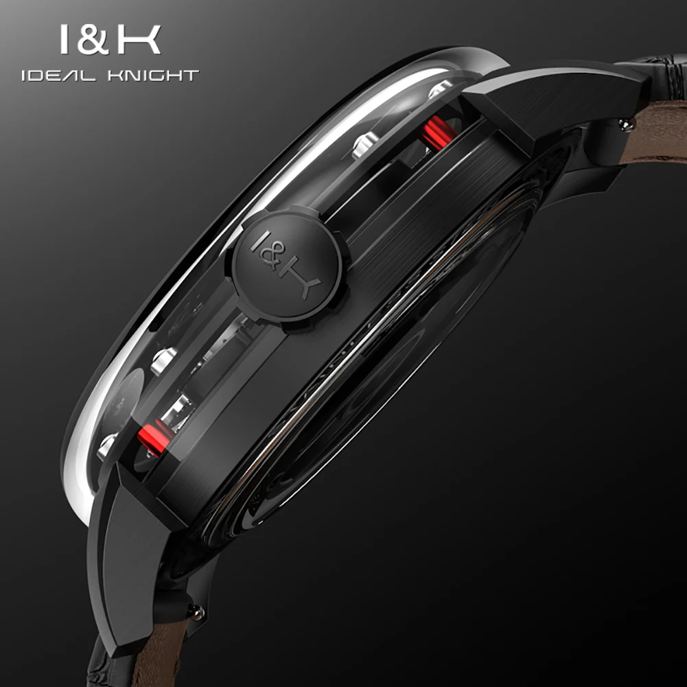 理想的な騎士6809リアルトゥールビヨンメンズ腕時計限定版完全透明ホロウ自動巻き機械式腕時計