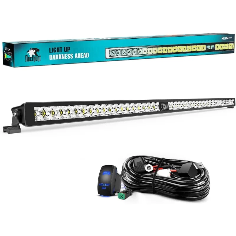 

LED Light Bar 42 Inch 39LED Single Row Spot Screw-Less Night Vision Off Road Driving Lights w/16AWG Rocker Switch Wiring