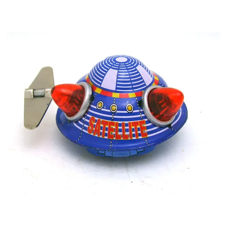 [Funny] 3pcs/lot Adult Collection Retro Wind up toy Metal Tin UFO space ship space surveyor spaceman Clockwork toy vintage toy