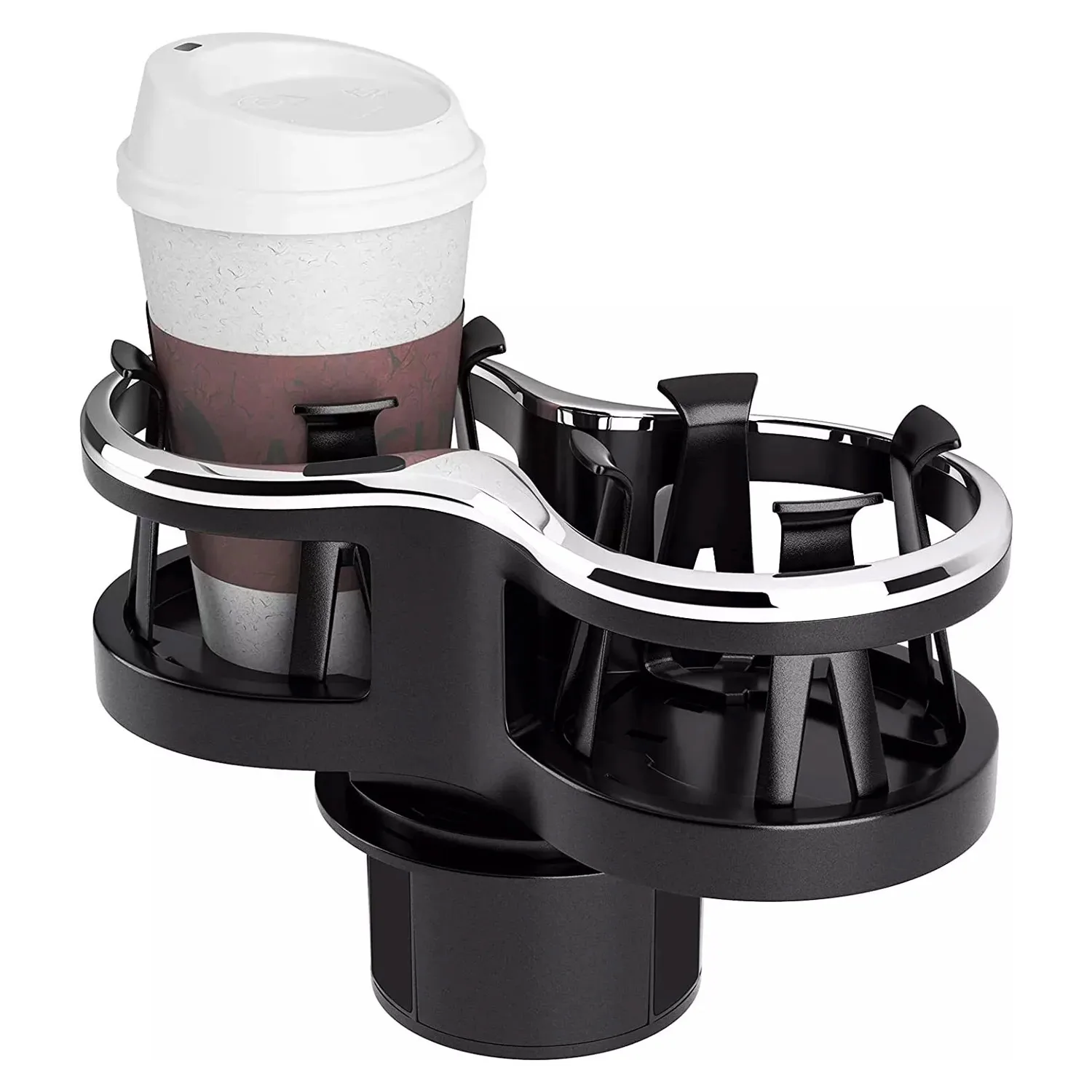Portavasos para coche, Base de instalación extraíble, estante de almacenamiento, soporte doble para vasos de agua, estante para bebidas para café/té con leche/termos, 1 ud.