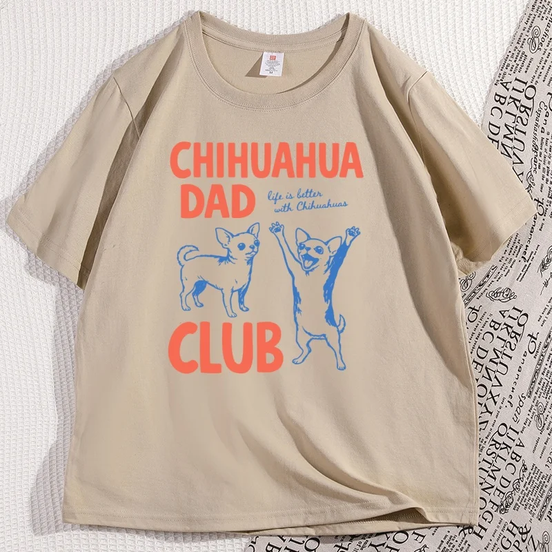 Chihuahua Dad Club T-Shirt, Vatertagsgeschenk, Kleidung, bequeme Baumwolle, kurzärmelig, Rundhals-T-Shirt, lustiges Papa-T-Shirt, Herrenkleidung – Detail 6