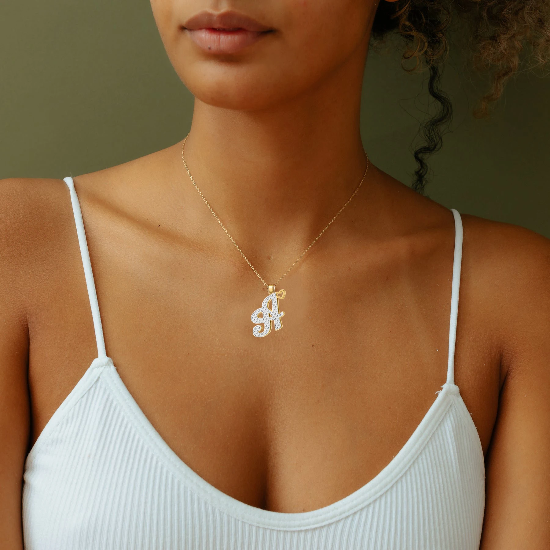 Two-Tone Initial Letter Necklace For Women Personalized Double Plated Letter Pendant Stainless Steel Chain Her Best Jewelry Gift