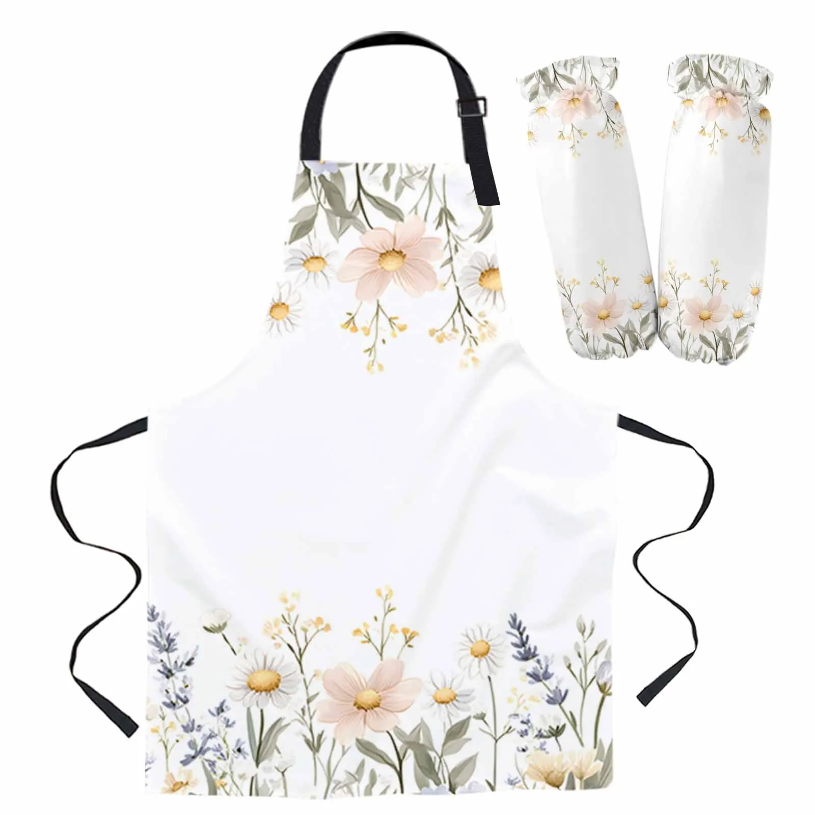 

Пасторальный весенний фартук с белыми цветами, кухонные аксессуары для выпечки, фартуки для домашней кухни для мужчин и женщин