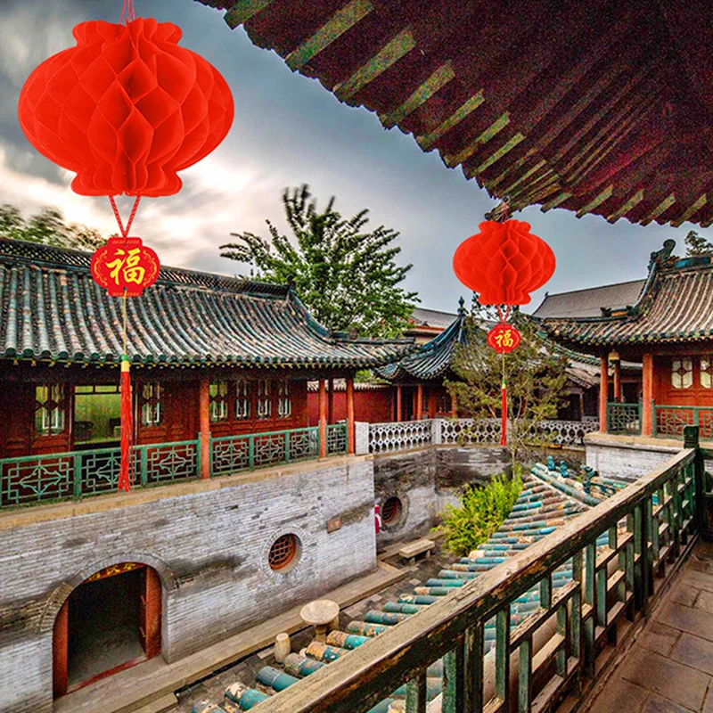 Tradicional chinesa lanterna de papel vermelho, impermeável Festival lanternas decoração, pendurar pingente, ano novo, 6 ", 2023, 10pcs
