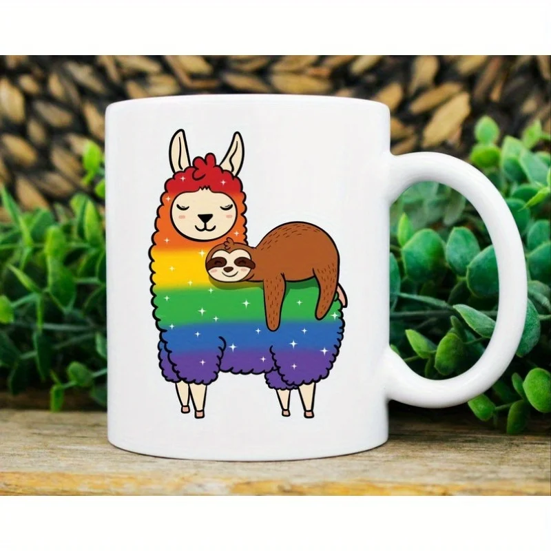 Llama Sloth Mug, Funny Animal Coffee Cup For Llama Sloth Lovers, Cute Alpaca Sloth Gift For Lazy Men Women, Sleeping  Mug