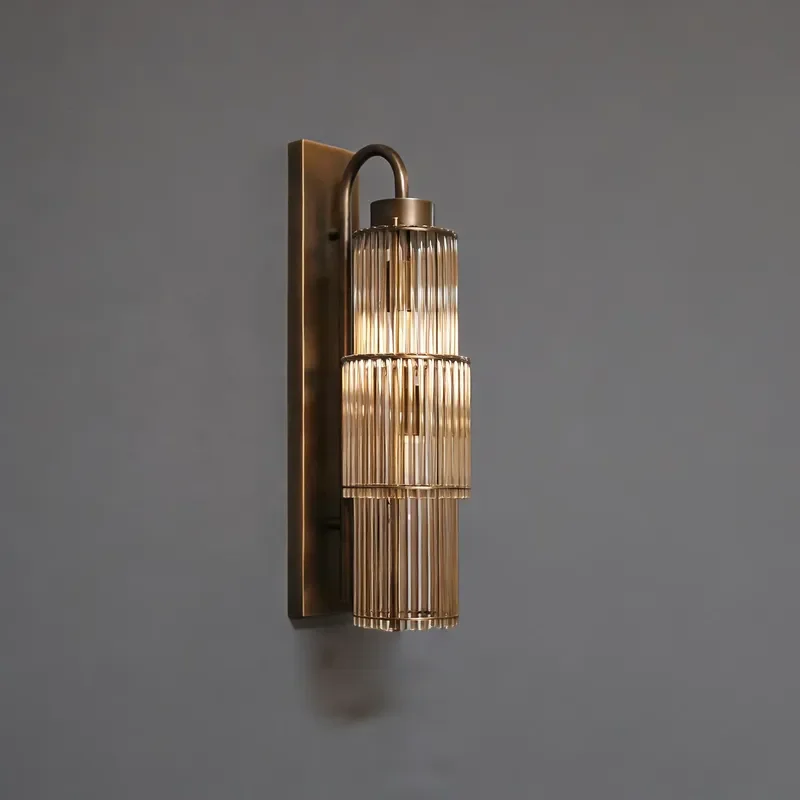Classic Vintage Design Sconce Wall LED Light Antique Brass Glass Sconce Wall Lamp Vintage LED Indoor Bathroom Dining Room