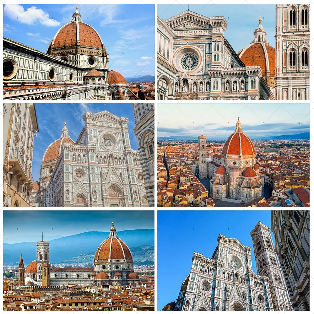 

Italy Florence Cityscape Photography Backdrop Supplies Florence Cathedral Background Wall Room Party Decoration Photo Shoot Prop