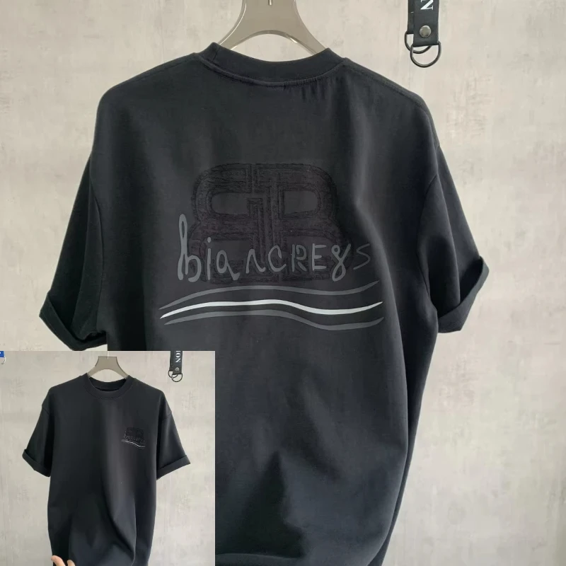 

2025 New Summer Heavy Printing Trendy Brand Handsome Fashion Pure Cotton Short-sleeved Men's Women's Same Personalized T-shirt