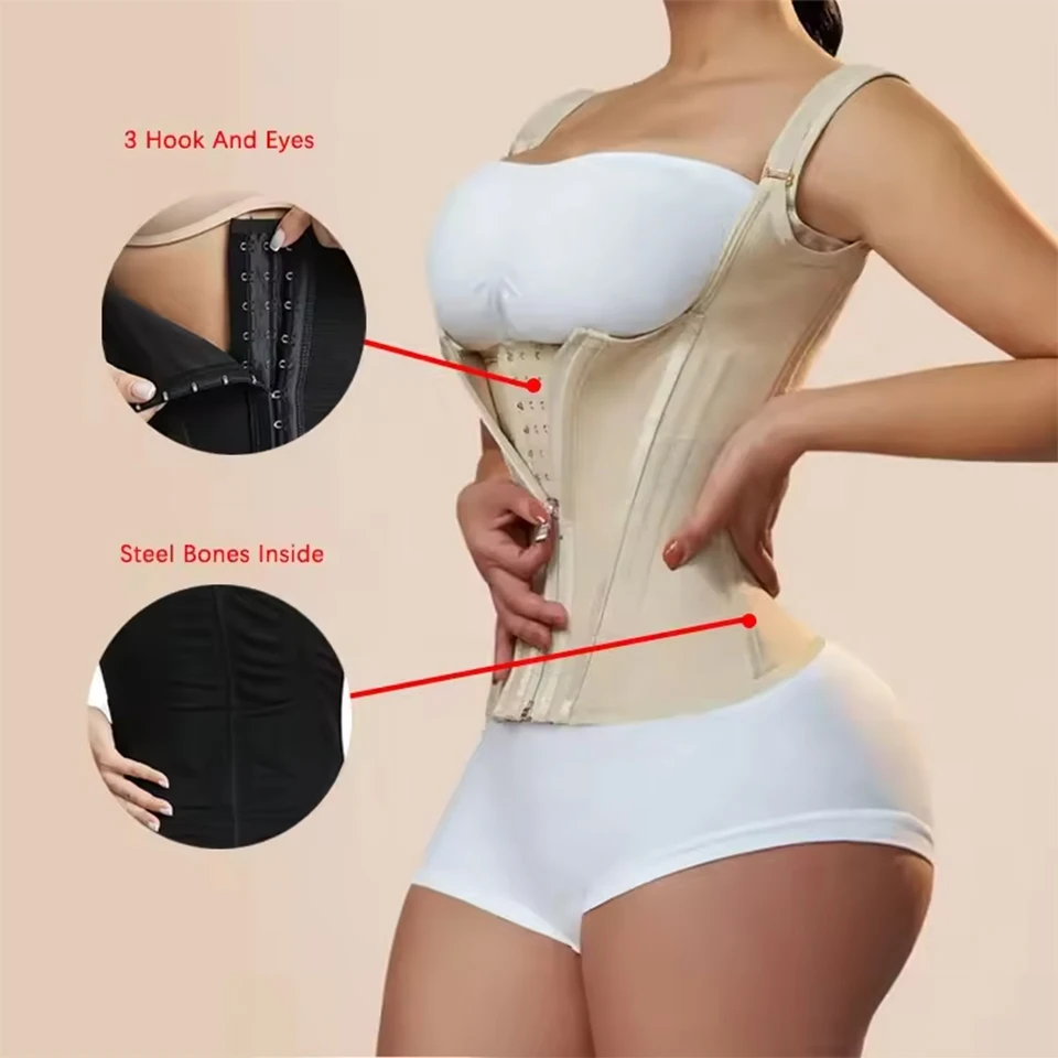 Fajas Girdles With Row Buckle Zipper Vest Postpartum Corset Waist Trainer Body Shaper For Women Sexy Shaping Curve Slimming Belt