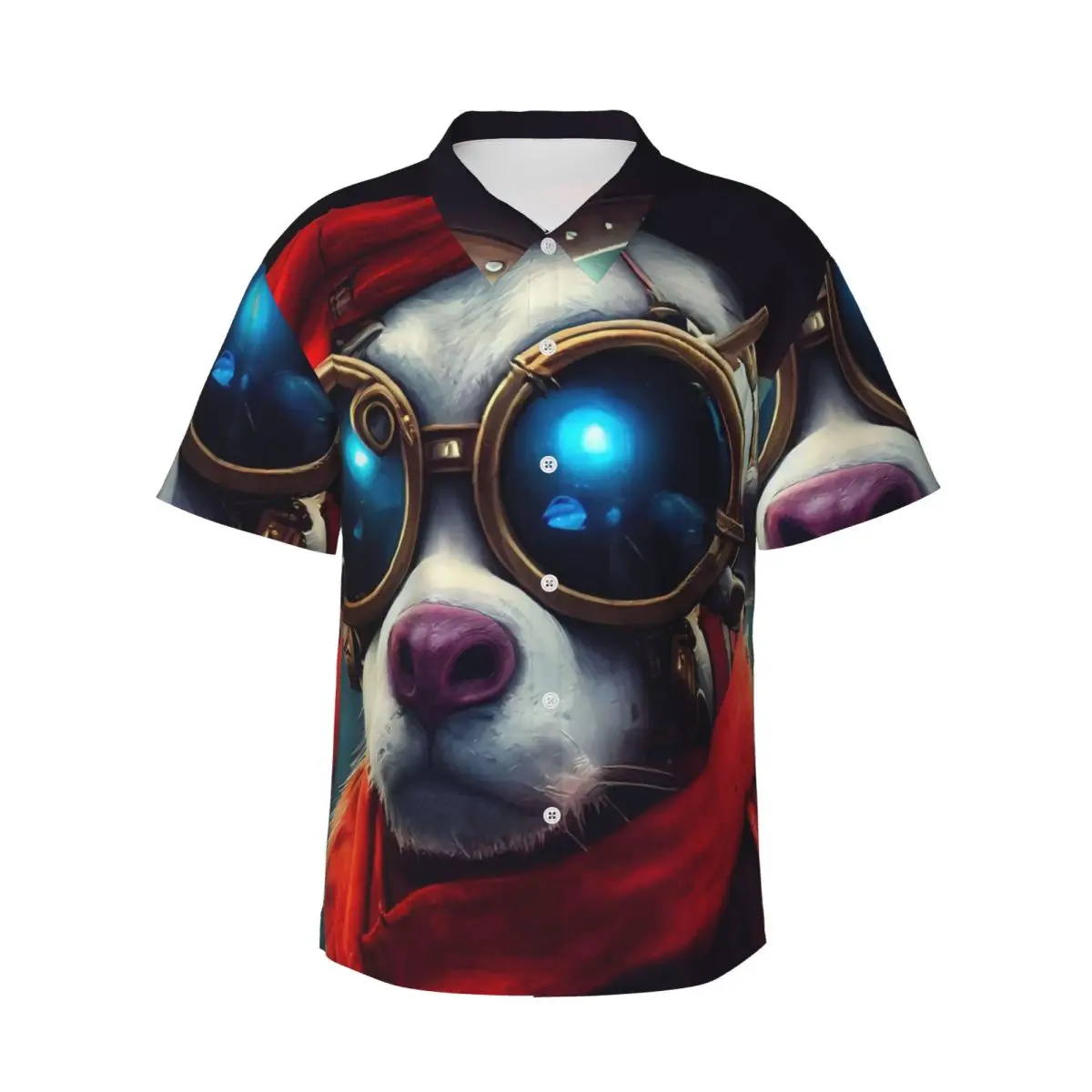 

Funny Animal Hawaii Shirt Men Beach Pirate Bull Casual Shirts Short-Sleeve Stylish Pattern Cool Oversized Blouses