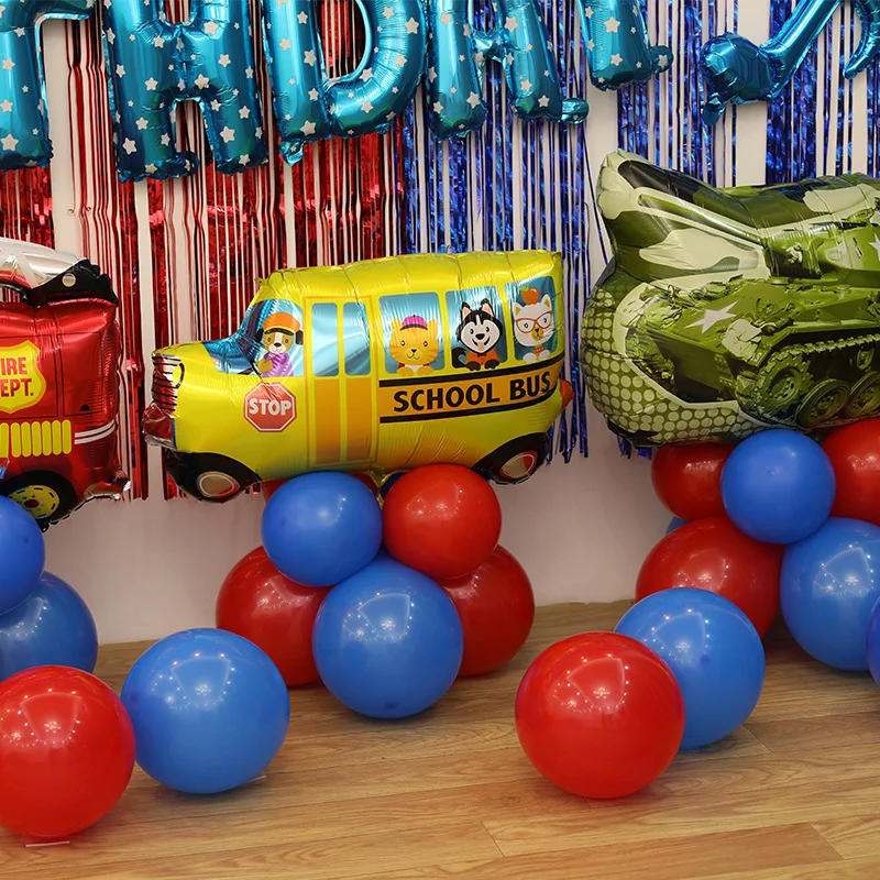 Dekorasi ulang tahun mobil mewah, dekorasi balon ulang tahun anak, set balon transportasi