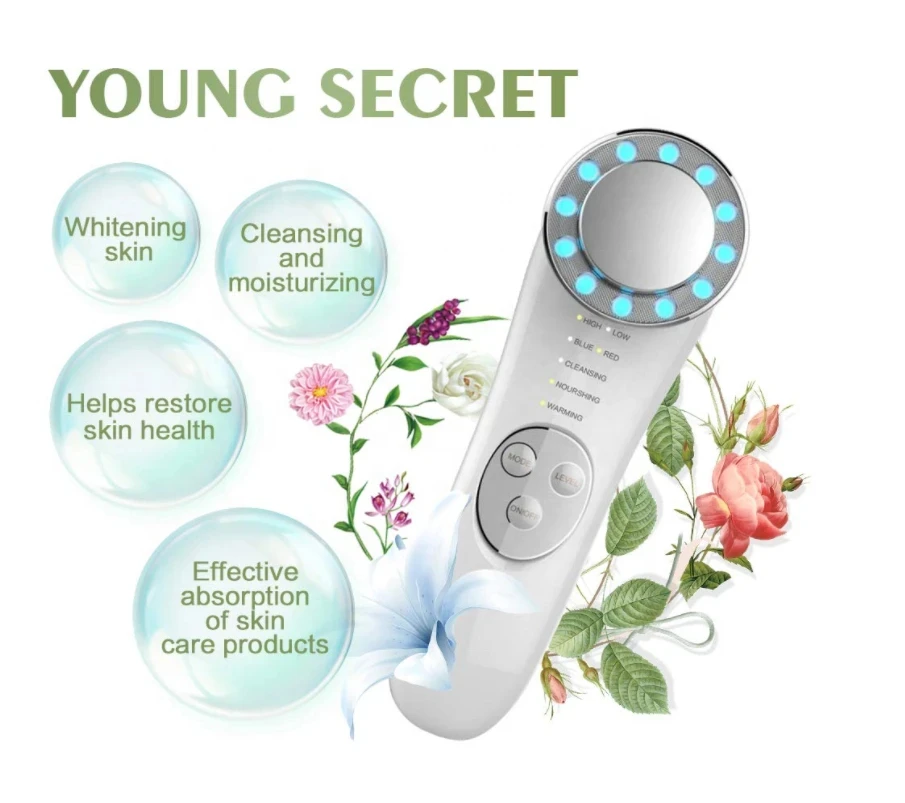 جهاز تجميل الوجه مع وظائف تدليك وتنظيف وتسخين ضوء LED لشد البشرة والعناية الشخصية #6