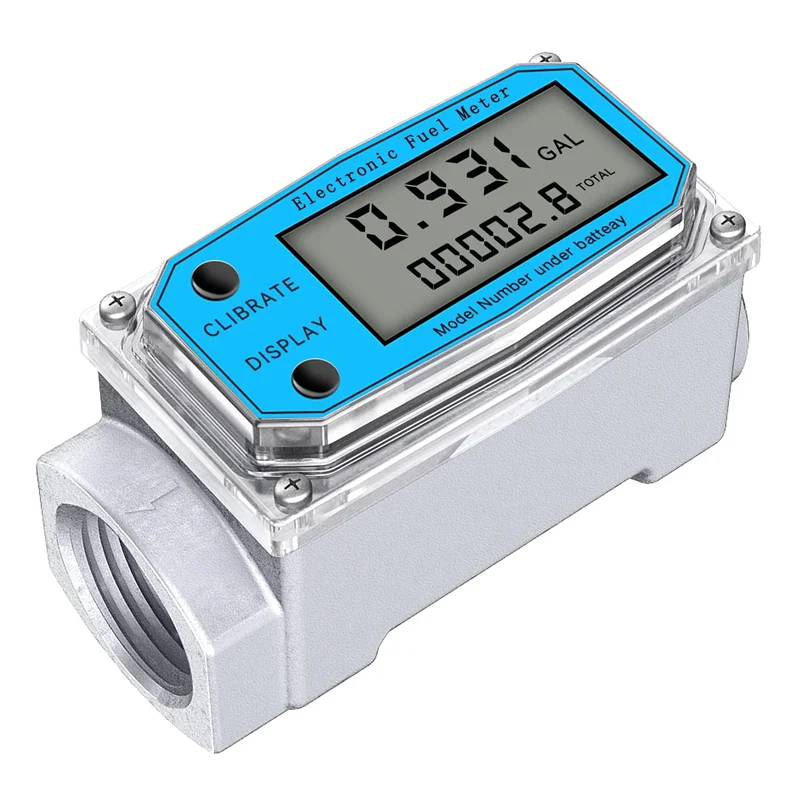 

Digital Turbine Water Flow Meter Digital LCD Display with NPT Counter and FNPT Thread Gas Oil Fuel Flowmeter (1 Inch)