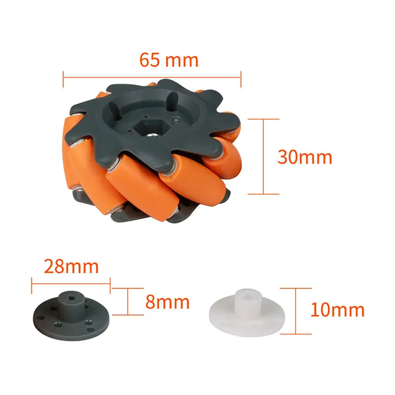 Hiwonder 65mm High Hardness Plastic Mecanum Wheel Omnidirectional with 2 Styles Couplings Compatible with TT / N20 Motors