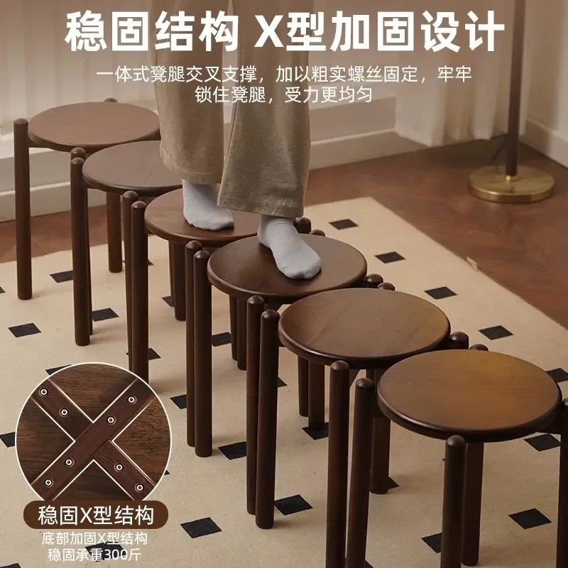 Solid Wood Small Stool Multi Function Shoe Bench Entryway Living Room Coffee Table Advanced Wooden Seat for Small Apartment