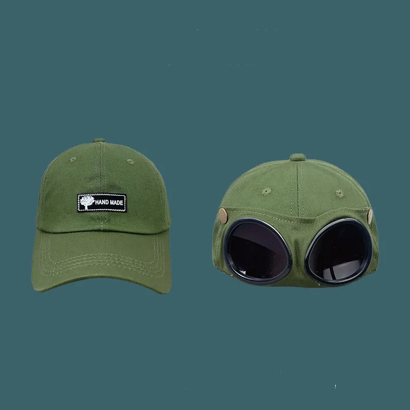 Unisex Sommer-Baseballkappen mit Brille, Pilotenmütze, Persönliche Hip-Hop Schirmmütze für Damen und Herren, Outdoor-Sport Sonnenschutz-Caps