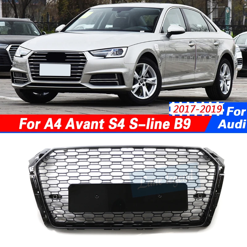 Front Bumper Mesh Honeycomb Grille Car Accessories Racing Grills for Audi A4 Avant S4 S-line B9 2017 2018 2019 EU Version