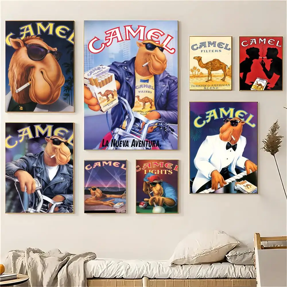 Camel Cigarettes Vintage Retro Poster Self-adhesive Decal Living Room Bedroom Party Bar Decor Moisture-proof Fade-resistant