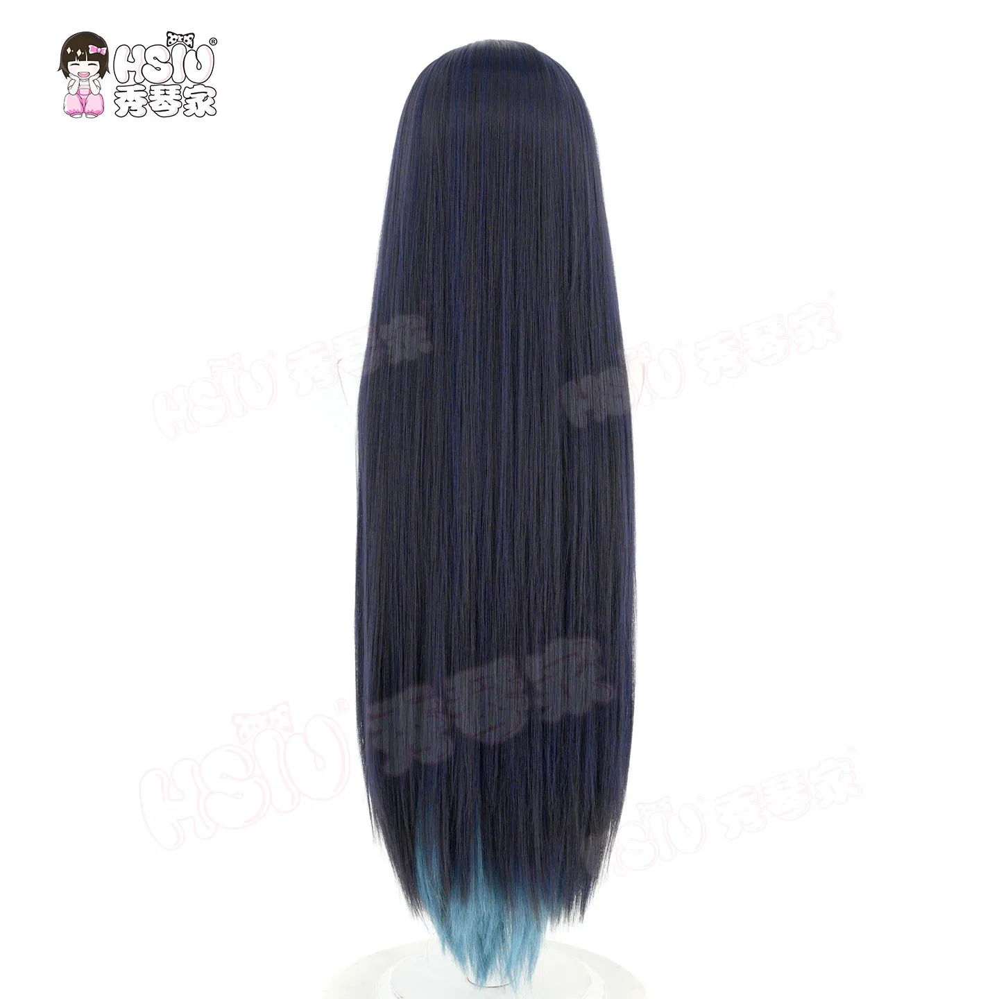 ADO Cosplay Wig HSIU 100Cm Blue-purple Mixed With Green-gray Long Hair Heat Resistant Wig+Wig Cap view 5