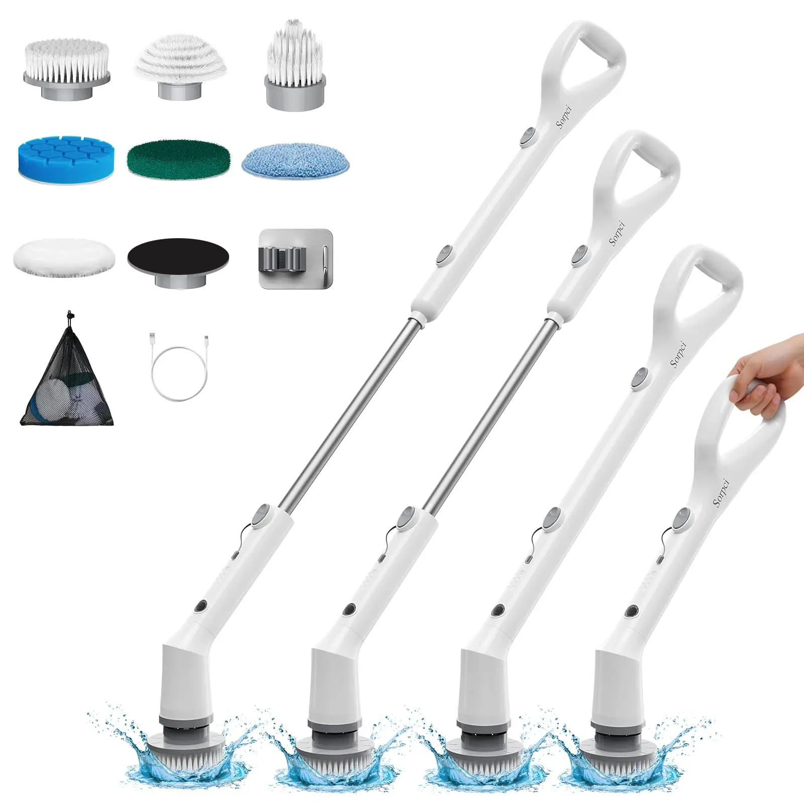 Electric Spin Scrubber,2024 New Cordless Cleaning Brush,Shower Cleaning Brush with 7 Replaceable Brush Heads