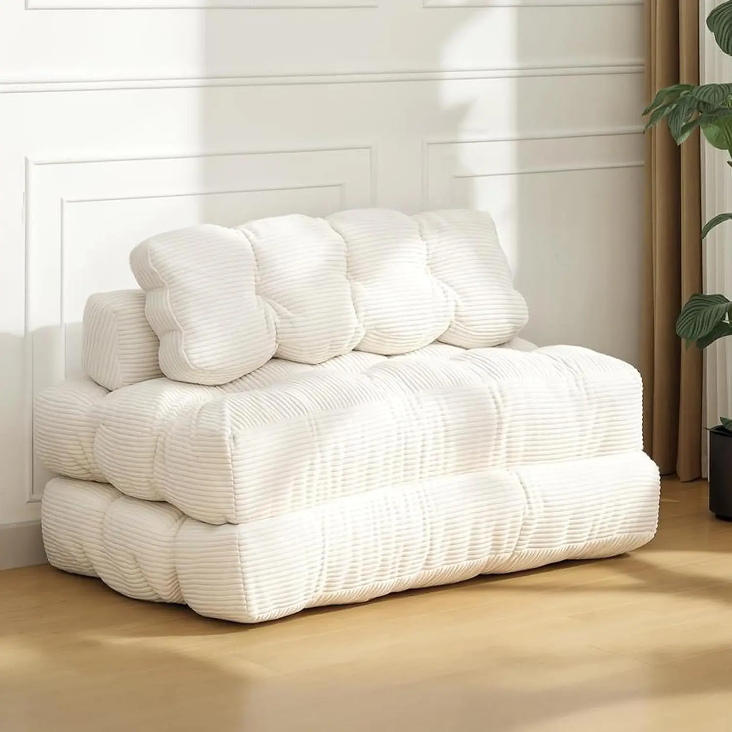 Folding Sofa Bed Convertible Chair Pillow Mattress Back Support Fold Out Floor Lounge Living Room Bedroom Full, Customized
