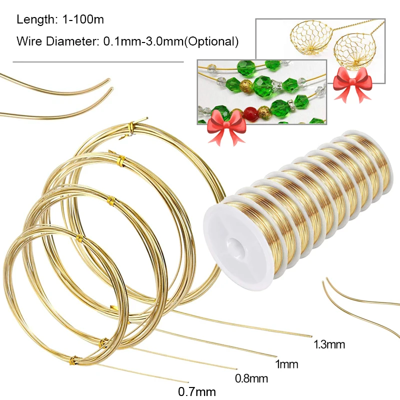 1-100m brass wire metal wire soft brass round wire ultra-fine copper wire bare wire 0.1 0.15 0.2 0.3 0.4 0.5 1.0~3mm