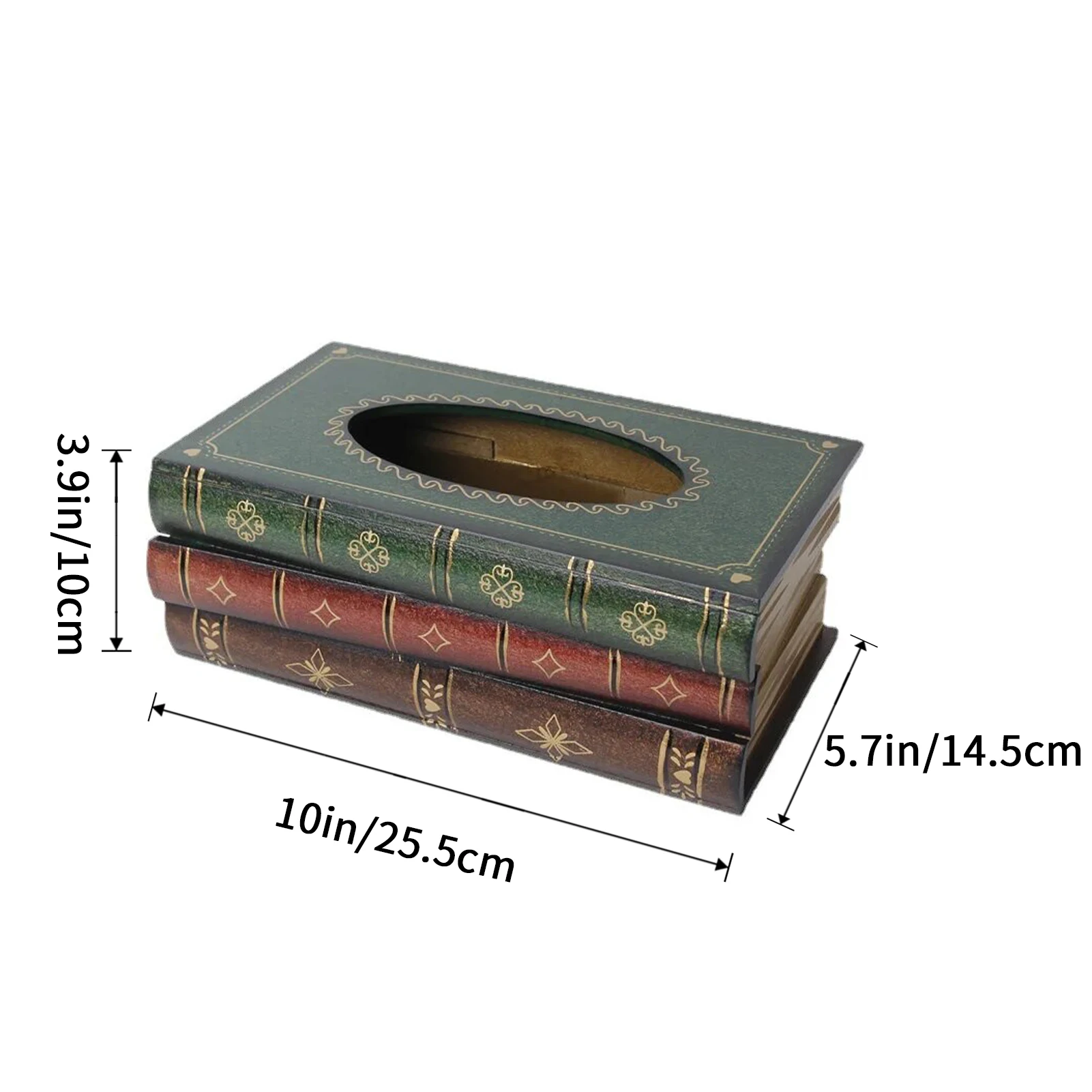 Retro Wood Book Shape Tissue Boxes Holder Rectangle Napkin Holder Tissue Case Container for Kitchen Home Living Room Decoration