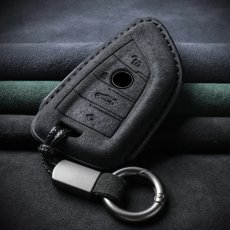 

Suede Leather Car Key Case Cover Key Bag Fob For BMW F30 F20 G30 G20 X1 X2 X3 X4 X5 X6 520 525 320i Keychain Accessories