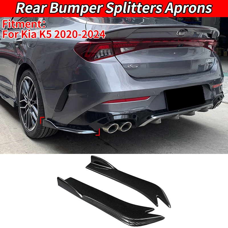 

For Kia K5 2020-2024 ABS Car Rear Bumper Splitters Aprons Trunk Lip Spoiler Canard Wing Diffuser Wrap Angle Carbon Fiber Look